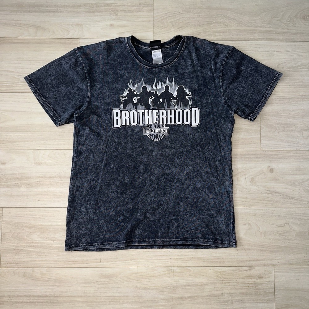 Harley Davidson L‎ Shirt Cancun Mexico Brother Hood Flames Rare Retro Biker Y2K